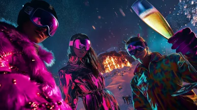 Glamorous Skiers and Snowboarders