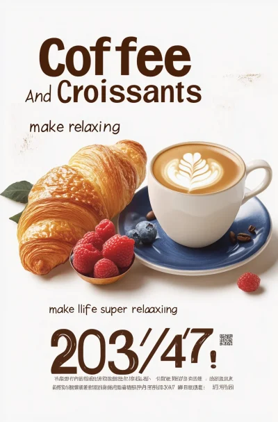 Coffee and Croissants Poster