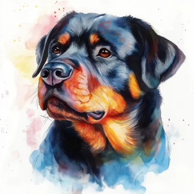 Watercolor Rottweiler Portrait