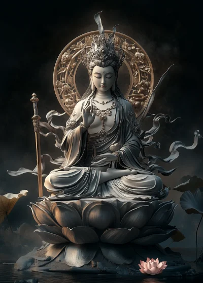 Guanyin Bodhisattva on Lotus