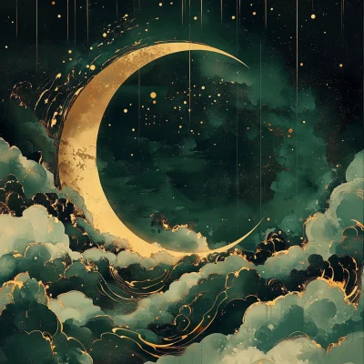 Abstract Crescent Moon Background