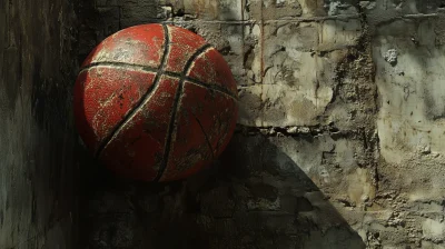 Basketball Shot Against Grunge Wall