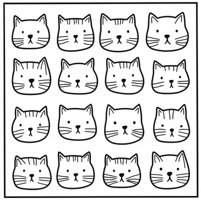 Simple Cat Heads Coloring Page