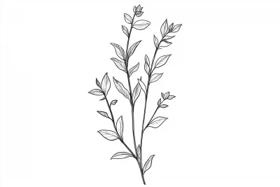 Herb Stem Line Art