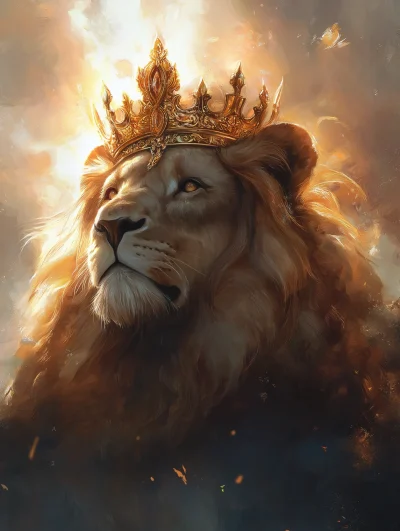 Majestic Lion with Crown