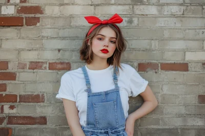 Young Woman in Overalls