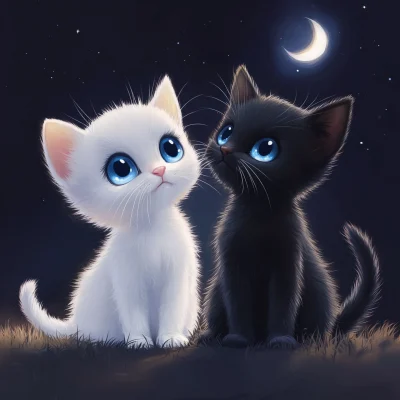 Whimsical Night Cats