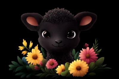 Whimsical Black Lamb