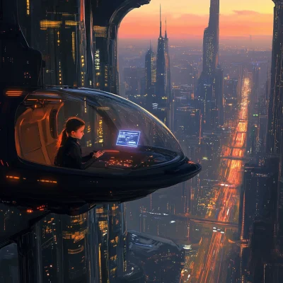 Futuristic City at Sunset