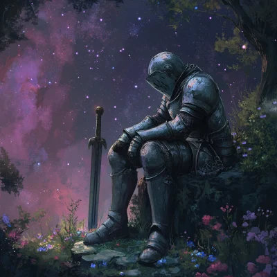 Lonely Knight Under the Stars