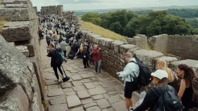 Tourists at Hadrian’s Wall