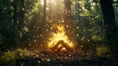 Bright Forest Campfire