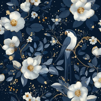 Vintage Floral and Bird Pattern