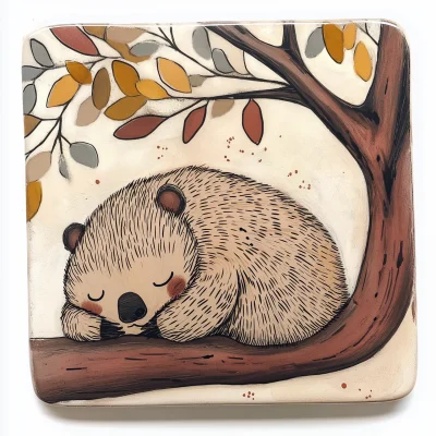 Wombat under a Gum Tree Coaster