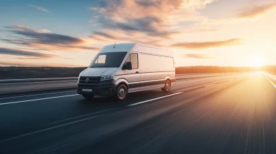 Sleek Shipping Van on Highway