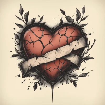 Gothic Heart Tattoo Flash