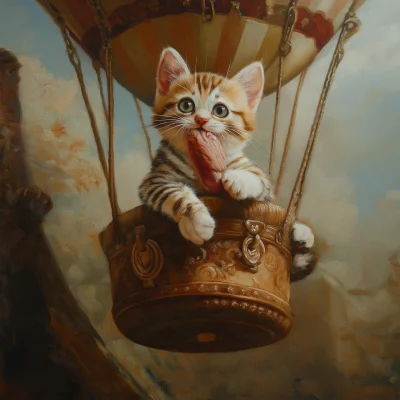 Kitten on a Hot Air Balloon