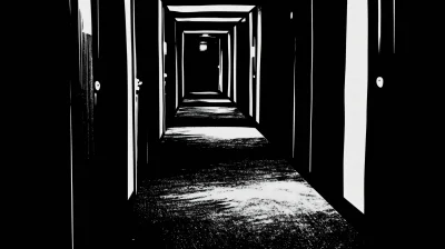 Dimly Lit Hotel Corridor