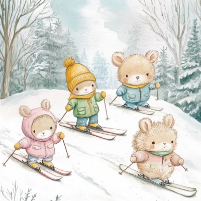 Skiing Animals