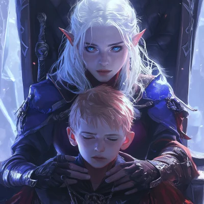 Drow Elf and Human Boy