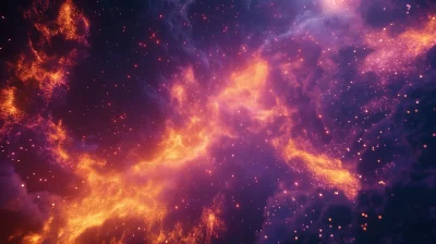 Vibrant Purple Orange Galaxy Nebula