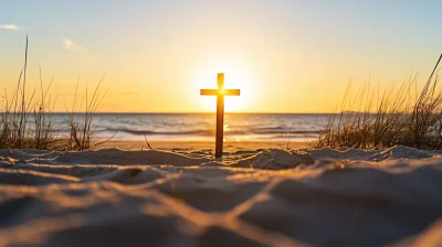 Wooden Cross at Sunset