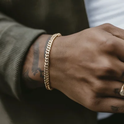 Edgy Man with Gold Bracelet