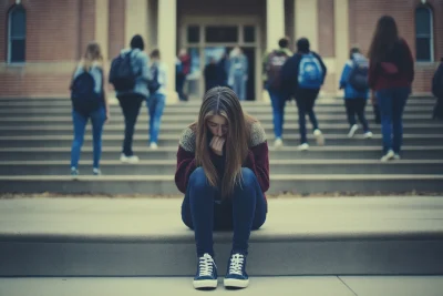 Sad Girl at School