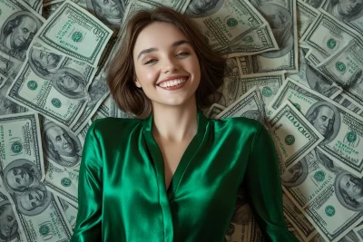 Joyful Woman with Dollars