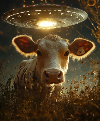 Cow Selfie with UFO