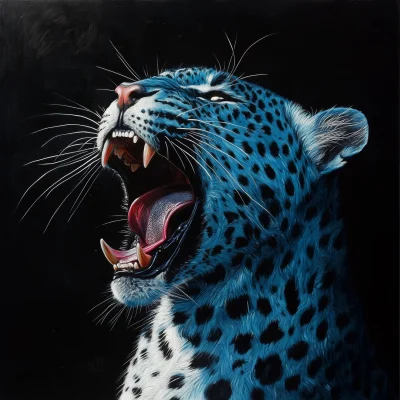 Blue Leopard Roaring