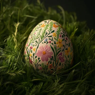 Colorful Easter Egg in Grass