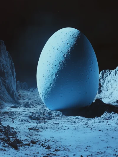 Giant Blue Egg on the Moon