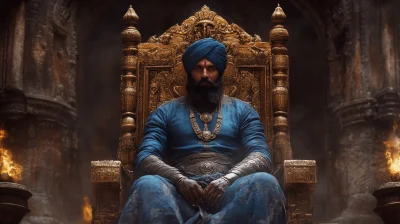 Sikh Emperor on Golden Throne