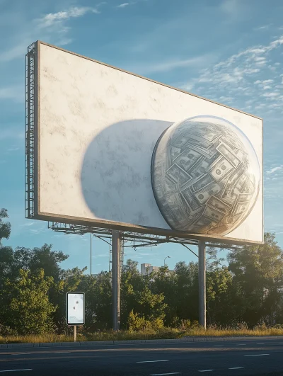 Billboard with Cash Dome Mockup