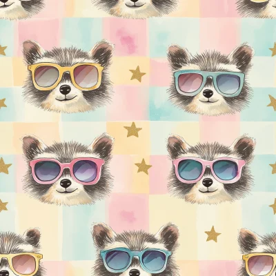 Cool Hipster Raccoons Pattern