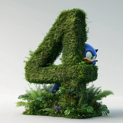 Number 4 in Sonic Green Hills Font