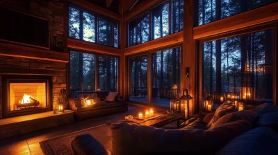 Cozy Living Room at Night