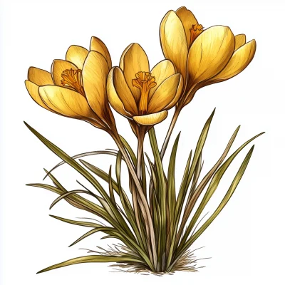 Yellow Crocus Flowers