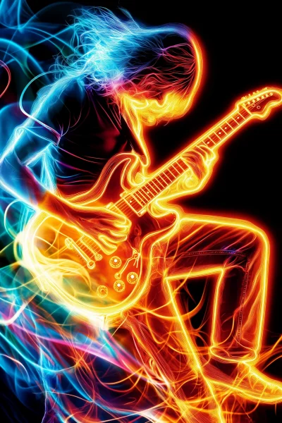 Rocker Portrait in Neon Style