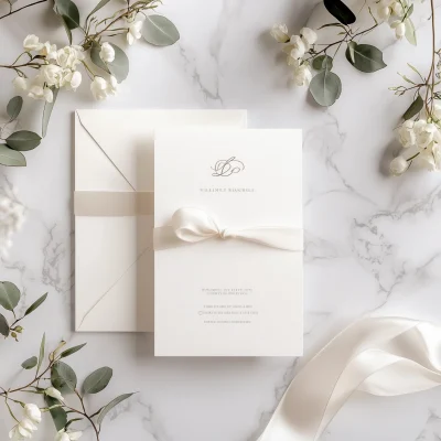 Elegant Monochromatic Wedding Invitation