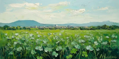 Clover Field with City Background