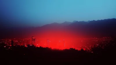 Panoramic View of Santiago at Sunset