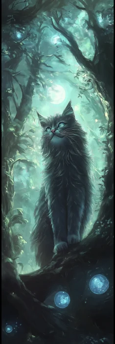 Majestic Warrior Cat in Enchanted Forest