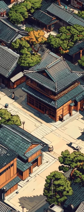 Japanese Woodblock Print of Pixel Building