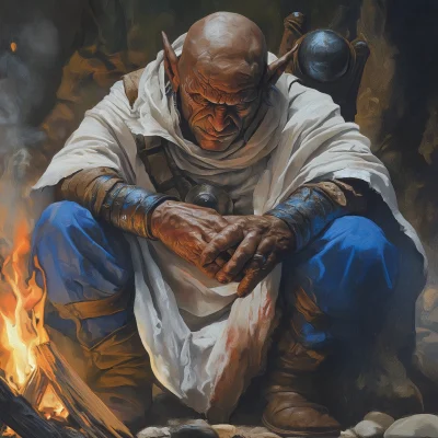 Hobgoblin Monk by the Fireside