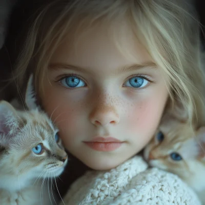 Girl with Cats