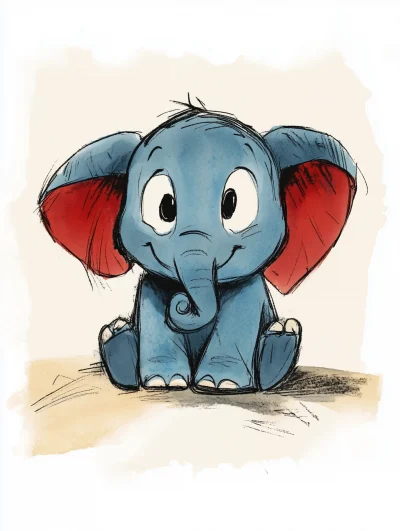 Watercolor Baby Elephant