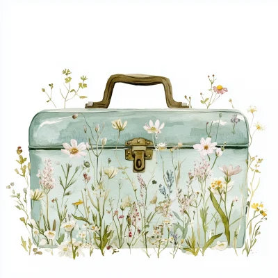 Vintage Suitcase with Wildflowers