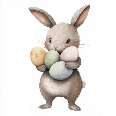 Cute Rabbit with Easter Eggs